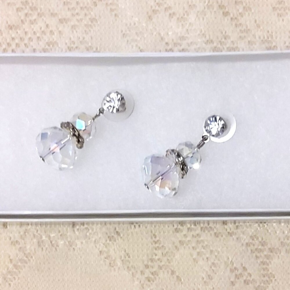 NEW Handcrafted Clear Round Beads Drop Earrings Women Fashion Jewelry Gifts